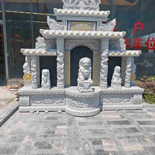 宁波芝麻白中国黑石材套墓 花岗岩墓碑
