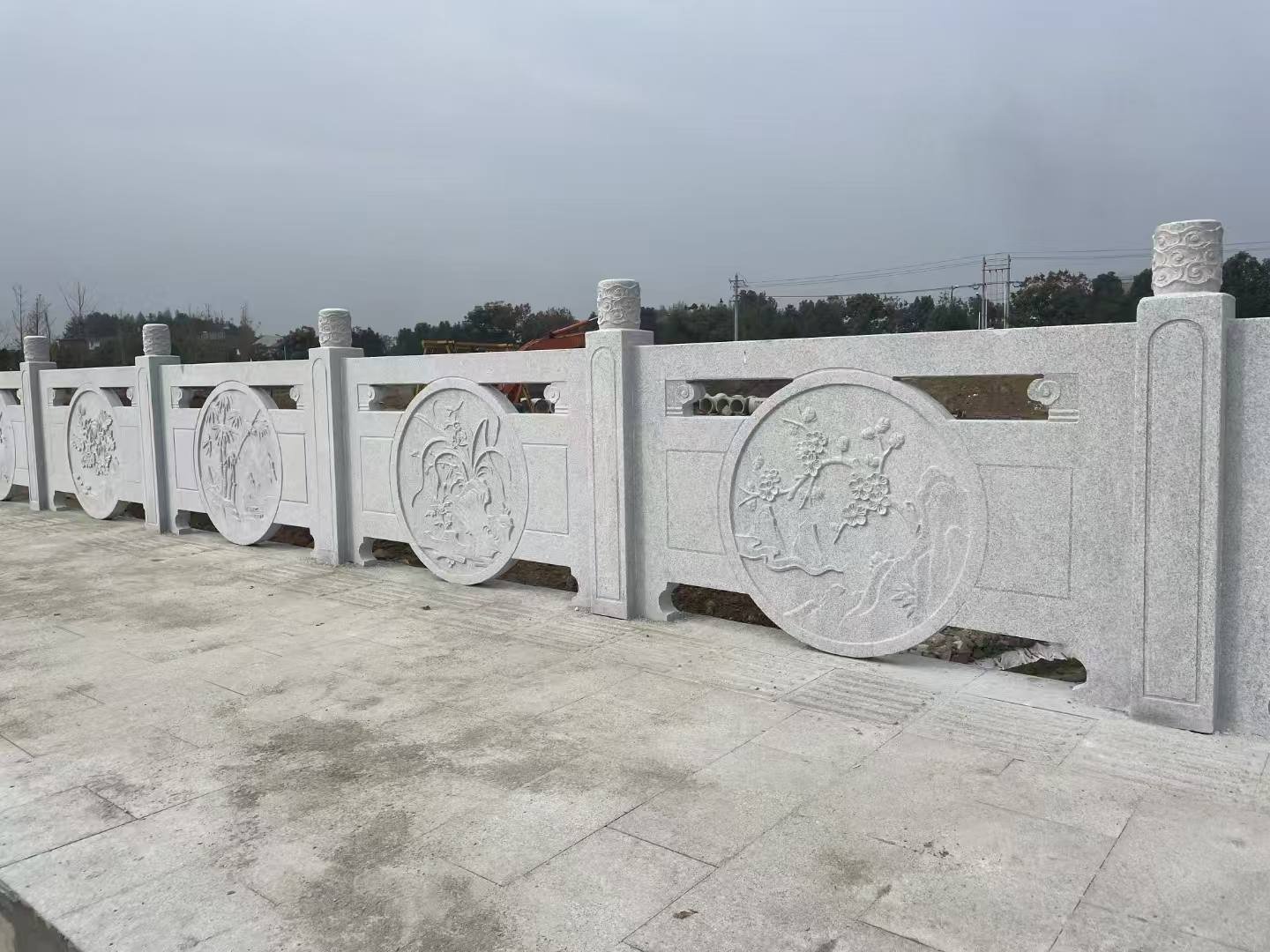 宁波芝麻白河道栏杆 石材栏杆